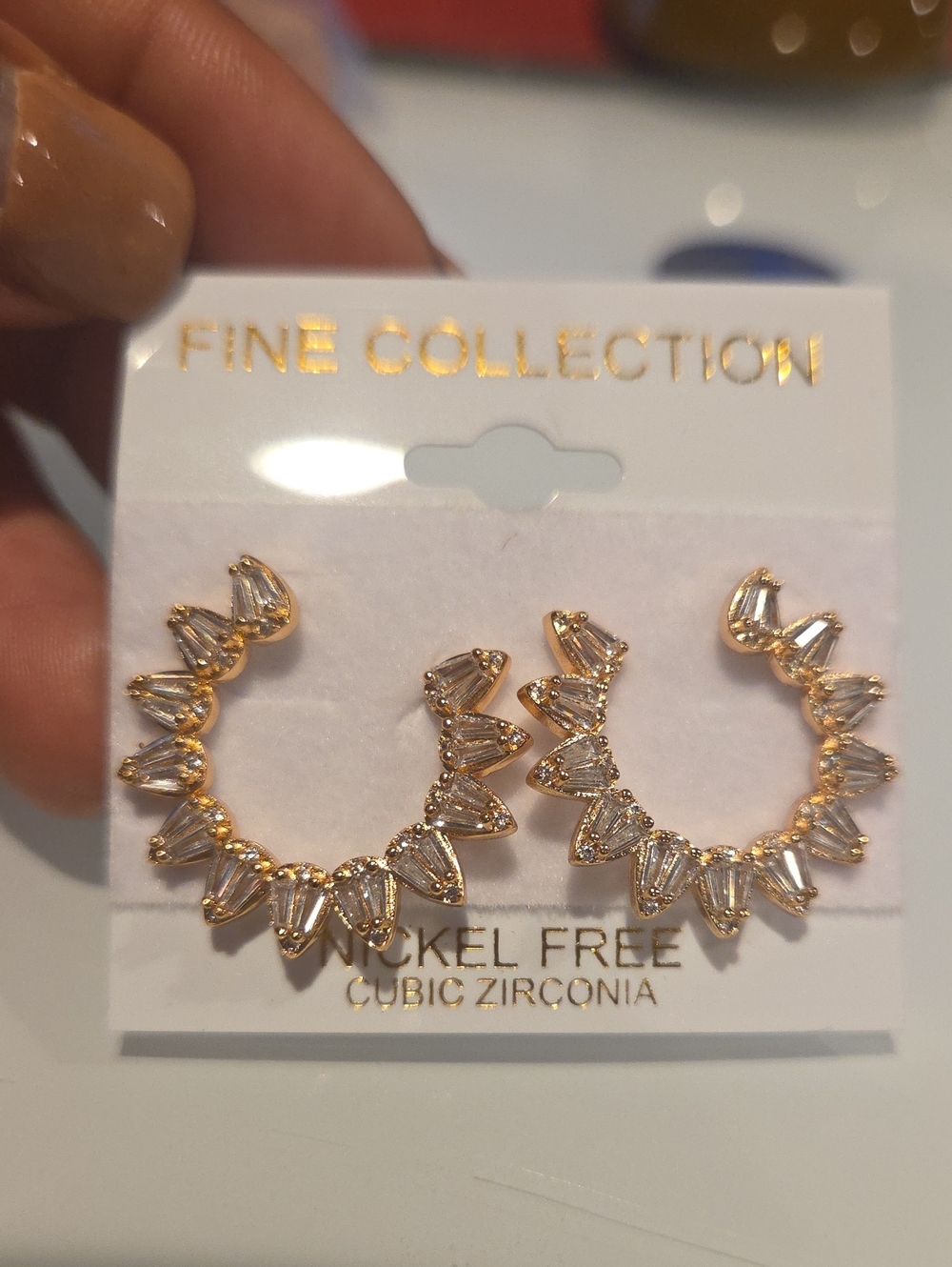 Gold Cubic Zirconia Hoop Earrings